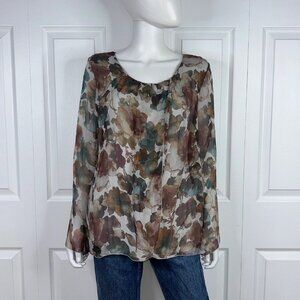 ELENA BALDI women's silk floral blouse medium